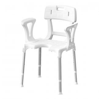 Кресло для душа с гигиеническим вырезом, спинкой и подлокотниками Kid-Man Dusis